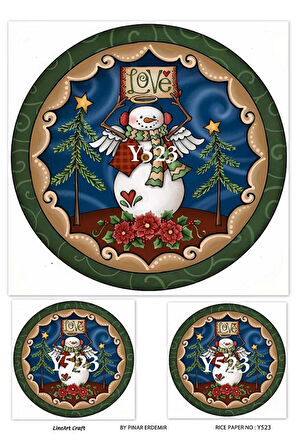 Y523 Yeniyıl, Kardan Adam Desenli Pirinç Dekopaj 30x42