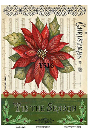 Y516 Yılbaşı Çiçeği, Nota Desenli Pirinç Dekopaj 30x42