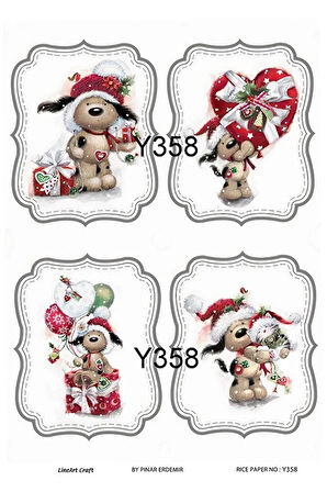 Y358 Yeniyıl, 4 lü Set Desen Pirinç Dekopaj 30x42