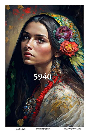 5940 Kadın, Pano Desenli Pirinç Dekopaj 30x42