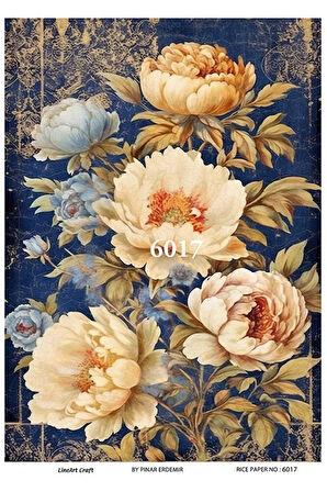 6017 Çiçek Desenli Pirinç Dekopaj 30x42