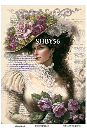 Shabby Serisi SHBY56 Shabby Chic, Kadın, Güller Pirinç Dekopaj 30x42