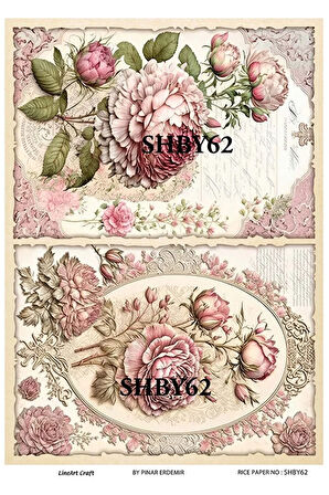 Shabby Serisi SHBY62 Shabby Chic, Güller Pirinç Dekopaj 30x42