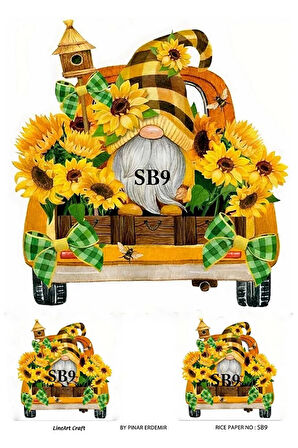 Sonbahar Serisi SB9 Ayçiçek Desenli Pirinç Dekopaj 30x42