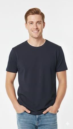 Unisex Kadın - Erkek Regular Kalıp Lacivert Basic Tişört