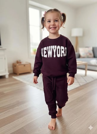 UNISEX ÇOCUK NAKIŞLI SWEAT EŞOFMAN TAKIM