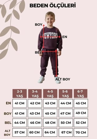 UNISEX ÇOCUK NAKIŞLI SWEAT EŞOFMAN TAKIM