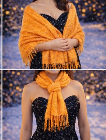 Mandaş Style El Dokuma Angora Bayan Şalı-Hardal