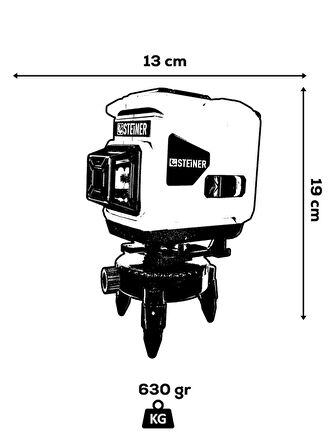 Steiner Alman 128 Vf 12 Köşe Otomatik Hizalama Lazer Metre 360 Derece Yatay Dikey Çapraz Kumandalı Çantalı