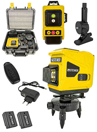 Steiner Alman 128 Vf 12 Köşe Otomatik Hizalama Lazer Metre 360 Derece Yatay Dikey Çapraz Kumandalı Çantalı