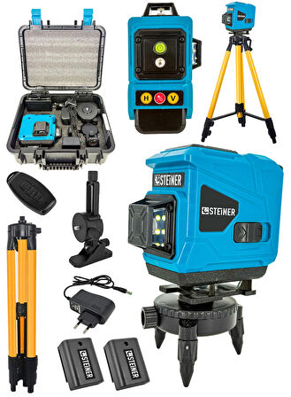 Steiner Alman 128 Vf 12 Köşe Otomatik Lazer Hizalama Yatay Dikey Çapraz Kumandalı Çantalı + Tripod