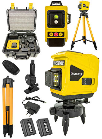 Steiner Alman 128 Vf 12 Köşe Otomatik Lazer Hizalama Yatay Dikey Çapraz Kumandalı Çantalı + Tripod
