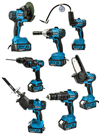 Steiner 7 Başlıklı Set Spiral Taşlama Somun Sıkma Tilki Kuyruğu Dal Budama Akülü Vidalama Hava Pompası Hilti