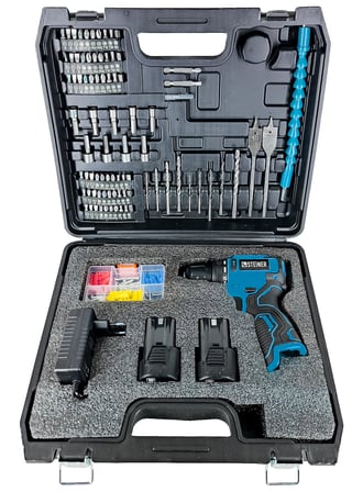Steiner 88Vf Kömürsüz Darbeli Çift Akülü Şarjlı Matkap 60 Nm Tork Armut Batarya 84 Parça Set Mavi 