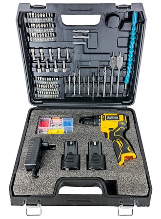 Steiner 88Vf Kömürsüz Darbeli Çift Akülü Şarjlı Matkap 60 Nm Tork Armut Batarya 84 Parça Set Sarı