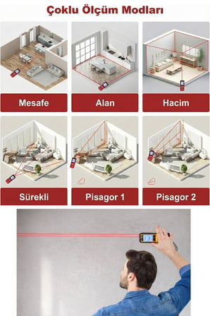 Steiner Profesyonel 50 Metre Lazer Metre Dijital Göstergeli Lazer Mesafe Ölçer Kırmızı