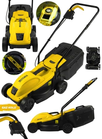 Steiner 1200W Elektrikli Bakır Sargılı Tekerlekli Çim Biçme Makinesi Sarı 30 Litre Toplama Torbalı