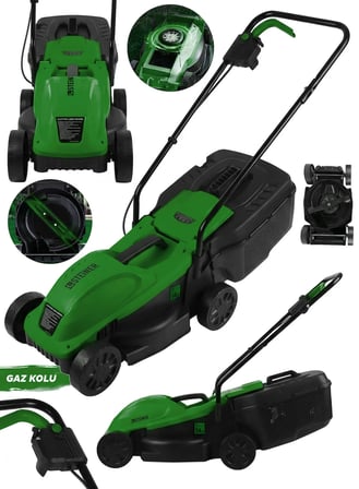 Steiner 1200W Elektrikli Bakır Sargılı Tekerlekli Çim Biçme Makinesi Yeşil 30 Litre Toplama Torbalı Yeşil