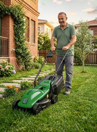 Steiner 1200W Elektrikli Bakır Sargılı Tekerlekli Çim Biçme Makinesi Yeşil 30 Litre Toplama Torbalı Yeşil