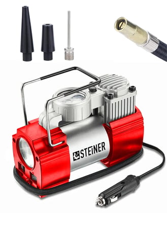 Steiner 12v Çakmaklık Girişli 150 psi Mini Hava Kompresörü Kırmızı