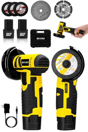 Steiner 12V 2 Ah Çift Akülü Mini Avuç İçi Spirali ve Şarjlı Avuç Taşlama Makinesi Sarı