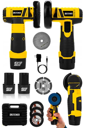 Steiner 12V 2 Ah Çift Akülü Mini Avuç İçi Spirali ve Şarjlı Avuç Taşlama Makinesi Sarı