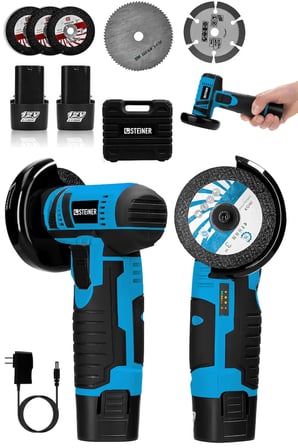 Steiner 12V 2 Ah Çift Akülü Mini Avuç İçi Spirali ve Şarjlı Avuç Taşlama Makinesi Mavi