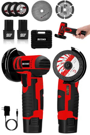 Steiner 12V 2 Ah Çift Akülü Mini Avuç İçi Spirali ve Şarjlı Avuç Taşlama Makinesi Kırmızı