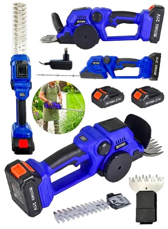 Steiner 21V 2 Ah Çift Akülü Çit Budama Makinesi Çim ve Çalı Kesme Makinesi + 2 Başlık