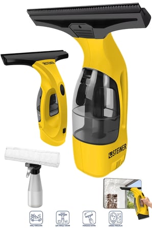 Steiner 150W Şarjlı Spreyli Ve Vakumlu 200 ml Kapasiteli Mikrofiber Bezli Cam Silme Temizleme Makinesi