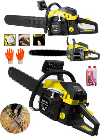Steiner 2.8 Hp Turbo Profesyonel 52cc Çift Egzoz 50cm Ağaç Odun Dal Kesme Benzinli Testere Hızar Makinesi Sarı