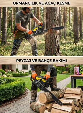Steiner 2.8 Hp Turbo Profesyonel 52cc Çift Egzoz 50cm Ağaç Odun Dal Kesme Benzinli Testere Hızar Makinesi Sarı