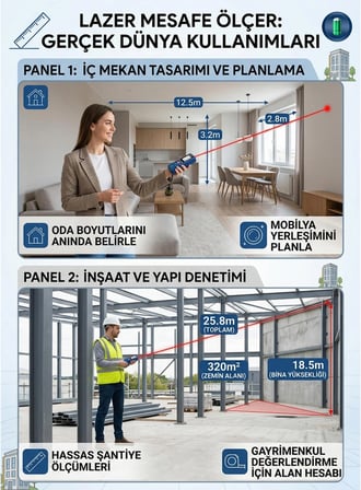 Steiner 100 Metre Su Terazili Uzunluk Alan Hacim Pisagor Ölçüm Cihazı Dijital Mesafe Ölçer Lazer Metre Mavi