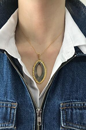 Birinci1926 925 Ayar Gümüş Mother Of Pearl Oval Sedef Kolye