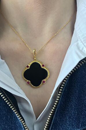 Birinci1926 925 Ayar Gümüş Mother Of Pearl Pembe Mineli Onix Kolye
