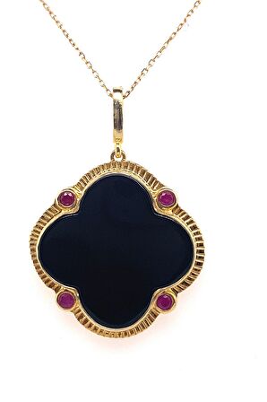 Birinci1926 925 Ayar Gümüş Mother Of Pearl Pembe Mineli Onix Kolye
