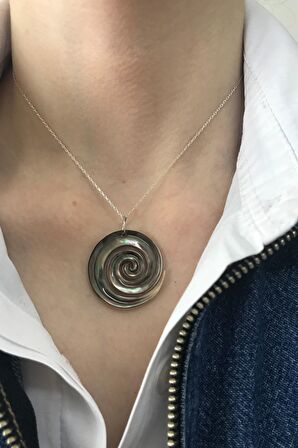 Birinci1926 925 Ayar Gümüş Mother Of Pearl Girdap Sedef Kolye