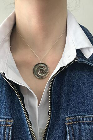 Birinci1926 925 Ayar Gümüş Mother Of Pearl Girdap Sedef Kolye