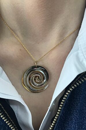 Birinci1926 925 Ayar Gümüş Mother Of Pearl Girdap Sedef Kolye