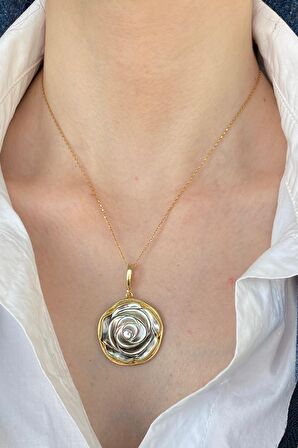 Birinci1926 925 Ayar Gümüş Mother Of Pearl Gül Sedef Kolye