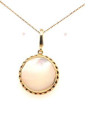 Birinci1926 925 Ayar Gümüş Mother Of Pearl Yuvarlak Sedefli Kolye