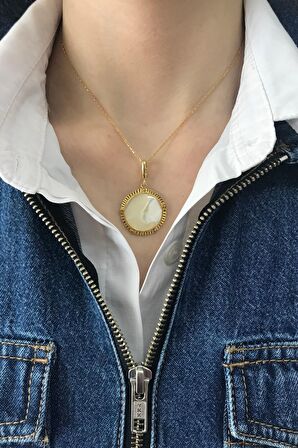 Birinci1926 925 Ayar Gümüş Mother Of Pearl Sedef Kolye