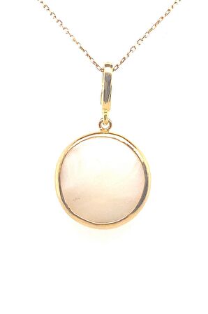 Birinci1926 925 Ayar Gümüş Mother Of Pearl Yuvarlak Sedef Kolye