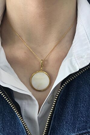 Birinci1926 925 Ayar Gümüş Mother Of Pearl Vintage Sedef Kolye