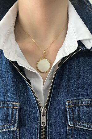 Birinci1926 925 Ayar Gümüş Mother Of Pearl Vintage Sedef Kolye