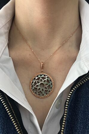 Birinci1926 925 Ayar Gümüş Mother Of Pearl Rose Sedef Kolye