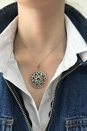 Birinci1926 925 Ayar Gümüş Mother Of Pearl Rose Sedef Kolye