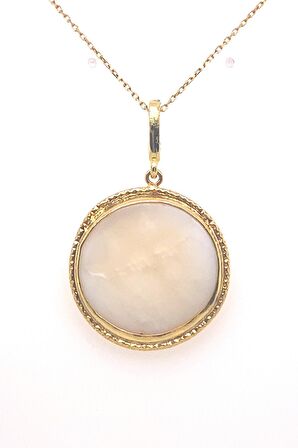 Birinci1926 925 Ayar Gümüş Mother Of Pearl Yuvarlak Sedef Kolye