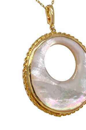 Birinci1926 925 Ayar Gümüş Mother Of Pearl İç İçe Daire Sedefli Kolye