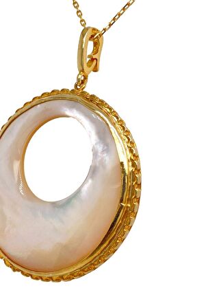Birinci1926 925 Ayar Gümüş Mother Of Pearl İç İçe Daire Sedefli Kolye